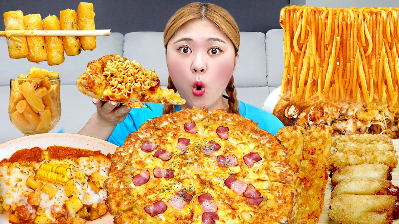 MUKBANG 치즈 피자 & 치즈 떡볶이 치킨 먹방 모음🍕GIANT & HOMEMADE PIZZA COLLECTION EATING SHOW | HIU 하이유