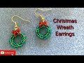 3D beaded Christmas wreath earrings tutorial