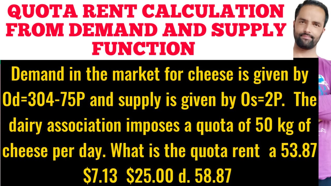 Quota Rent Calculation from Demand and supply function quotarent YouTube