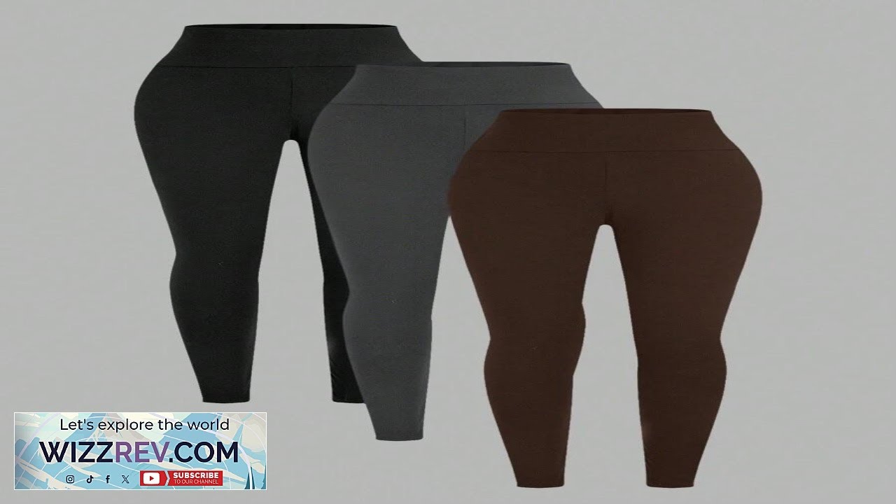 Комплект из 3 леггинсов больших размеров для женщин, повседневные, однотонные, с высокой талией, ...