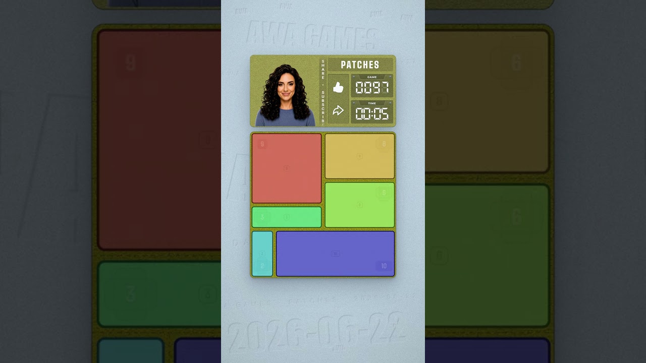 LinkedIn Patches #97 solved board for June 22, 2026, 6x6 grid