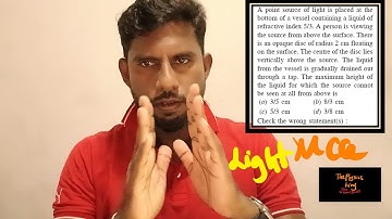 A point source of light is placed at the bottom of a vessel containing a liquid of refractive index