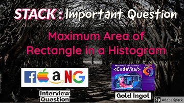 Stack : Maximum Area of Rectangle in a Histogram  | Important Interview Question | TCS Codevita 2020