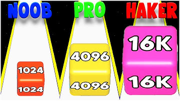 2048 Cube Run: Run and Merge - Gameplay Walkthrough - Levels 1-15 noob Vs Pro Vs Hackr