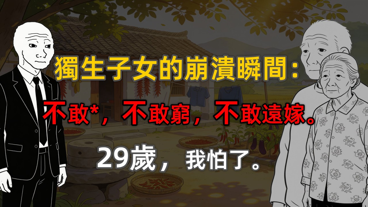 獨生子女的崩潰瞬間：不敢*，不敢窮，不敢遠嫁。29歲，我怕了。