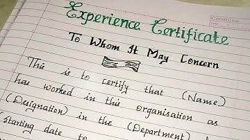 Experience Certificate Format..//writing a formal experience certificate.//Neat handwriting
