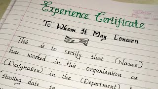 Experience Certificate Format..//writing a formal experience certificate.//Neat handwriting
