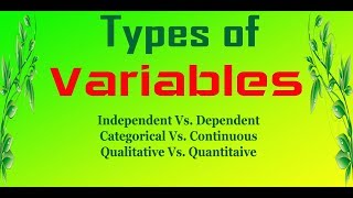 Types of Variables in Statistics and Research Independent Dependent Categorical Continuous Variables