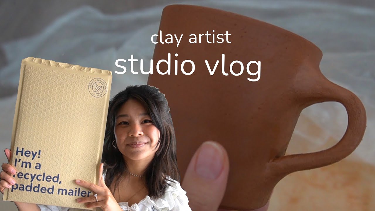 📦 my (more) sustainable packaging supplies + making ceramic mugs | studio vlog