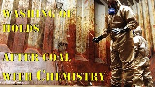 Замывка трюмов после угля химией / Washing of holds after coal with chemistry