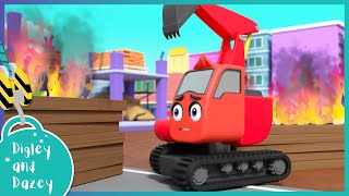 🚧 Construction Site Fire - Saves the Day!  🚜 | Digley and Dazey | Kids Construction Truck Cartoons