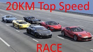 20km top speed race with the aston martin one-77, ferrari 812
superfast, mclaren 720 s, saleen s7 twin turbo (760cv), lamborghini
aventador sv and mercedes c...