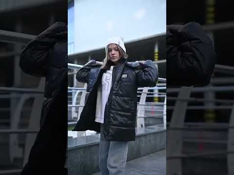 Зимова тепла куртка для дівчат підлітків, чорна, розміри на рости 146-170, відео 1