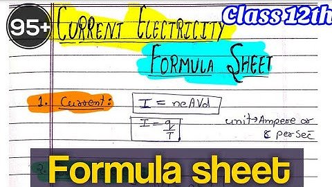 ||Formula Sheet|| Current electricity| Class 12th| Physics chapter 3| @Edustudy point