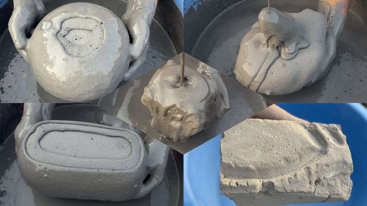 ASMR Very Powdery Dusty 🌊🌊🌊🍦💦Pure Cement Dipping Crumble Complition on lots of water 🌊🌊🌊🌊