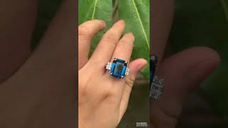14ct Unique Emerald Cut Aquamarine Engagement Ring