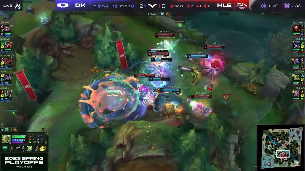 HLE Kingen sneaky gragas demolishes DK! Great gragas ultimate! DK vs HLE LCK spring playoff