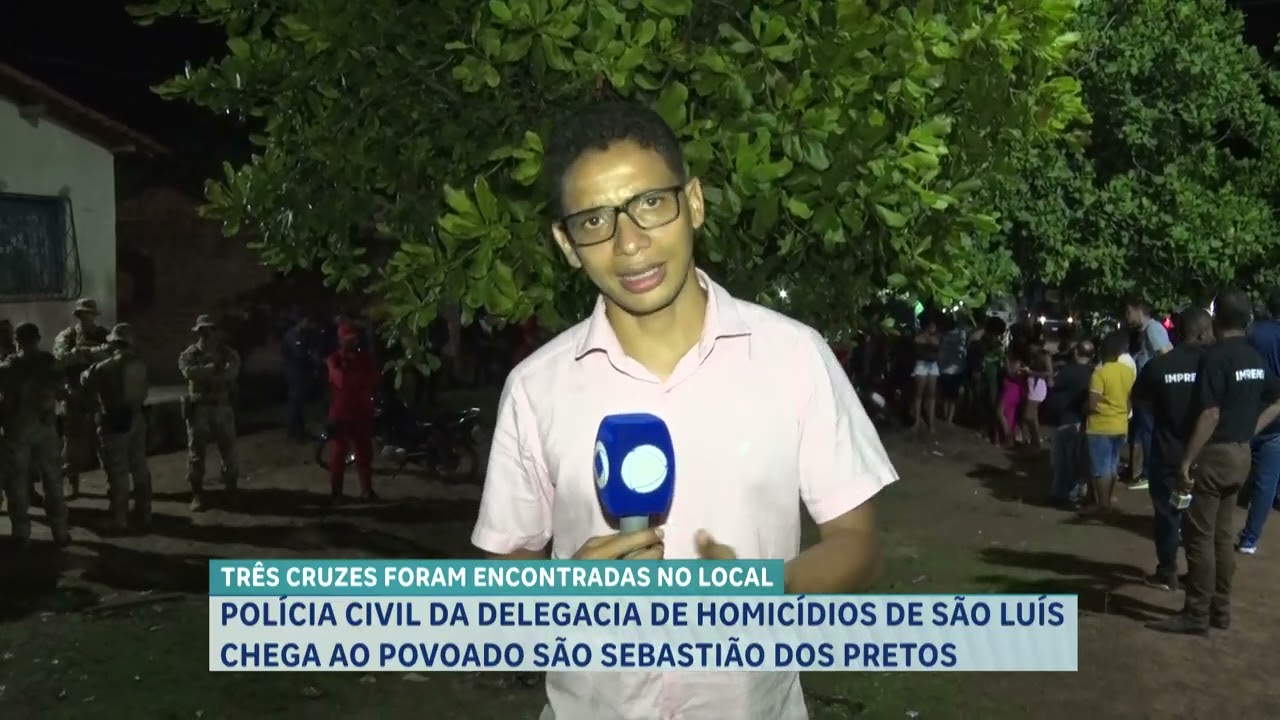 TRÊS CRUZES FORAM ENCONTRADAS NO LOCAL   POLÍCIA CIVIL DA DELEGACIA DE HOMICÍDIOS DE SÃO LUÍS CHEGA