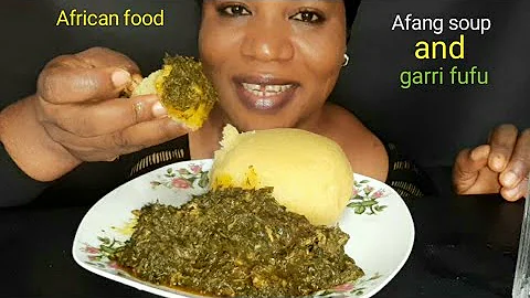 African food mukbang/ Afang soup/and Garri fufu mukbang