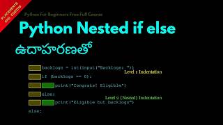Python Nested if else with Example || Telugu || Lesson 37 || Python For Beginners ||