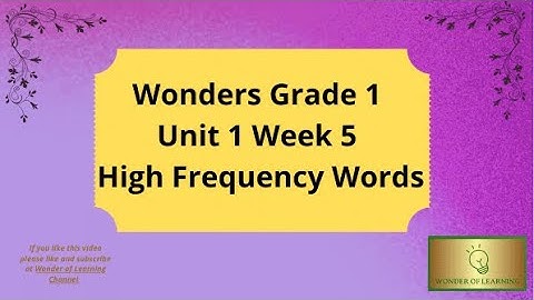 Wonders Grade 1 Unit 1 Week 5