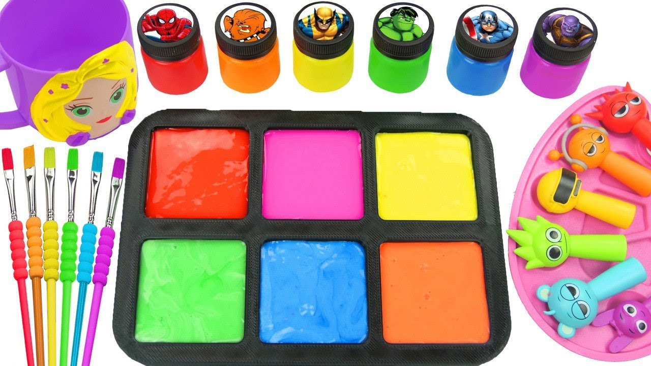 Satisfying Video l DIY How To Make Rainbow Mixng All Slimes in Square Magic Form Sprunki Labubu ASMR