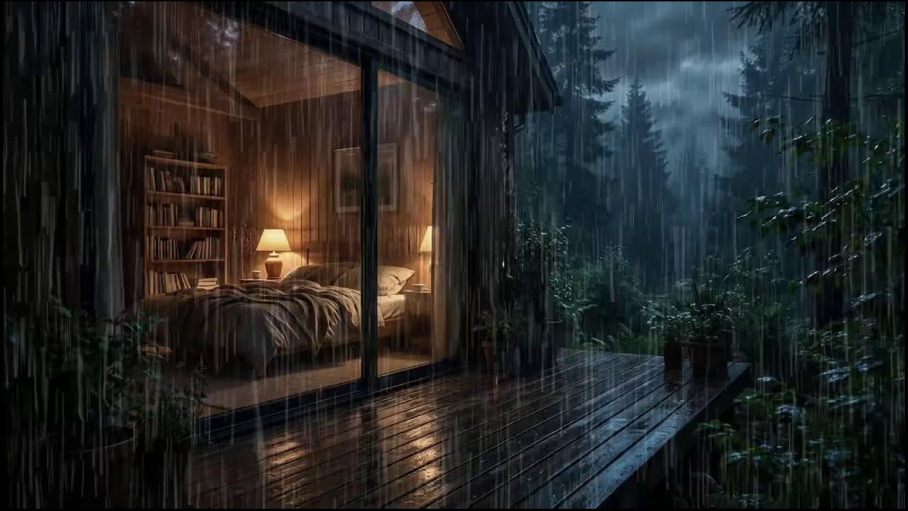 Quiet Rainy Forest Cabin 🌲 | Slow rain ambience with natural rain sounds for night relaxation
