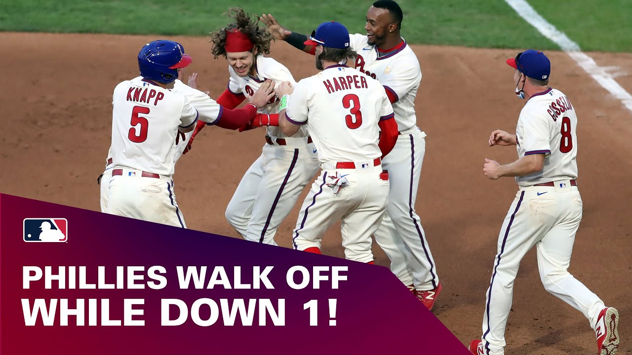 Phillies walk off on 2-run hit from Alec Bohm on exciting play at plate!