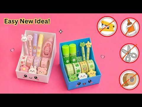 DIY Easy Origami Desk Organizer | No Glue No Scissor Cute Organizer | Easy paper craft without glue 
