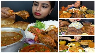 ASMR: SPICY?WHOLE CHICKEN CURRY, ?MUTTON CURRY, ?FISH CURRY WITH RICE | *MUKBANG*