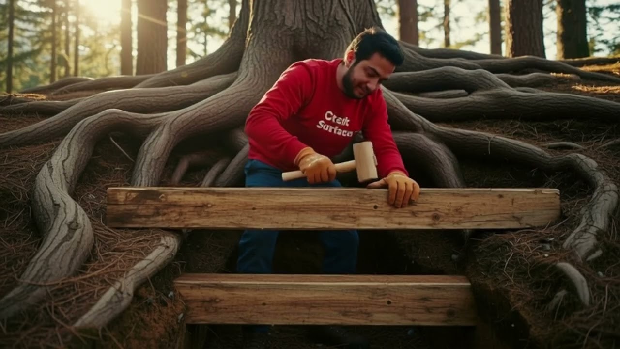 Underground shelter underneath a 2000 Years old Oak Tree of Ancient Jungle 