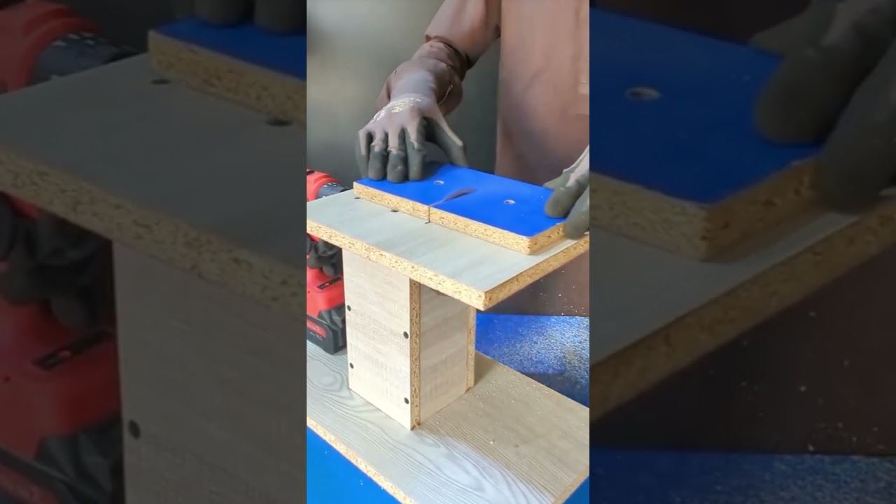 cutting the board very straight using a cool tool 