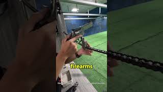 Why are weapons chained down at shooting ranges?