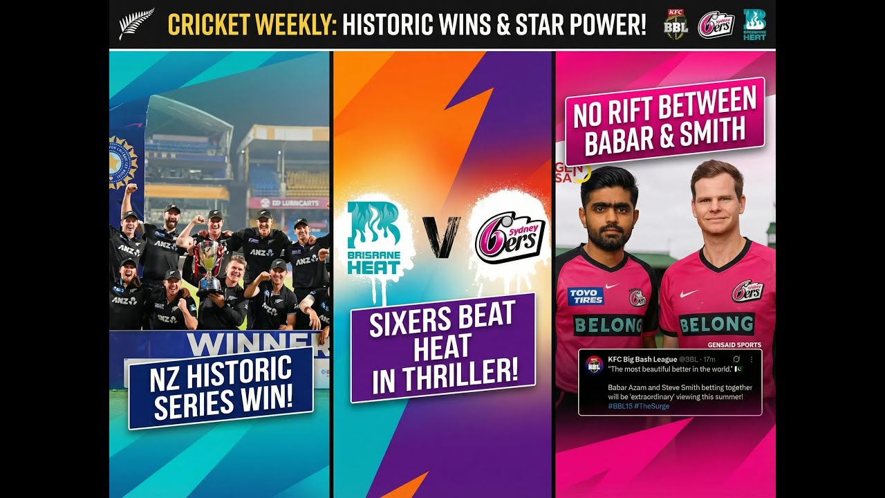 NZ Shock India with Historic Series Win | Sydney Sixers Book Final Spot | No Rift b/w Babar & Smith