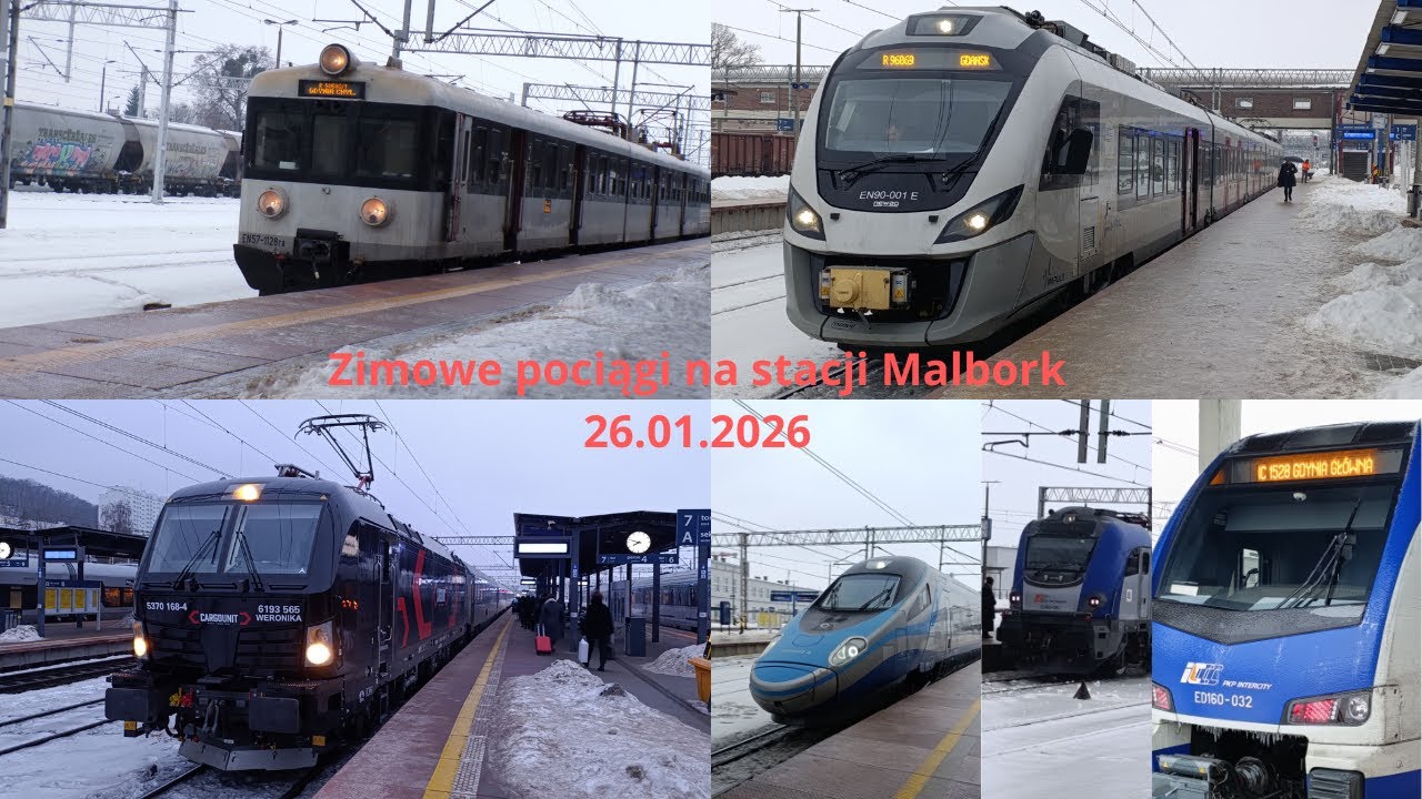 ZIMOWE POCIĄGI NA STACJI MALBORK🚅🚄🚂 -26.01.2026