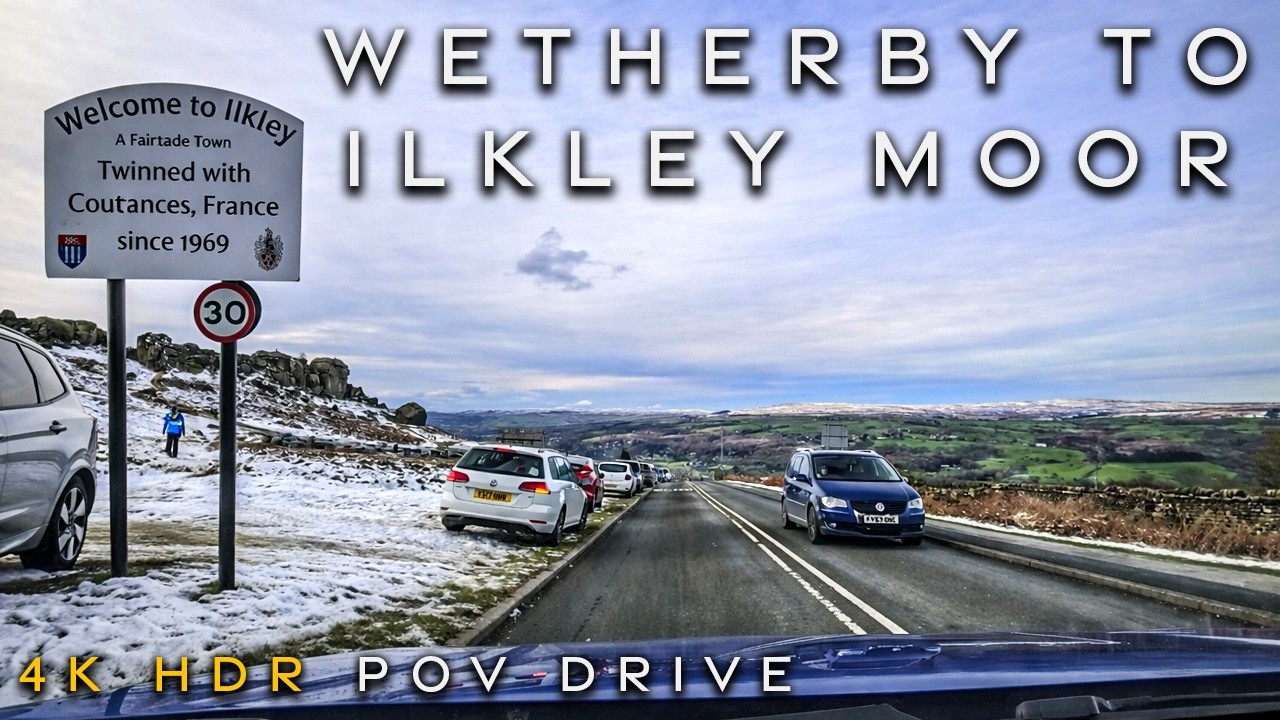 Wetherby to Cow and Calf Rocks, Ilkley Moor | Yorkshire POV Drive (4K HDR)