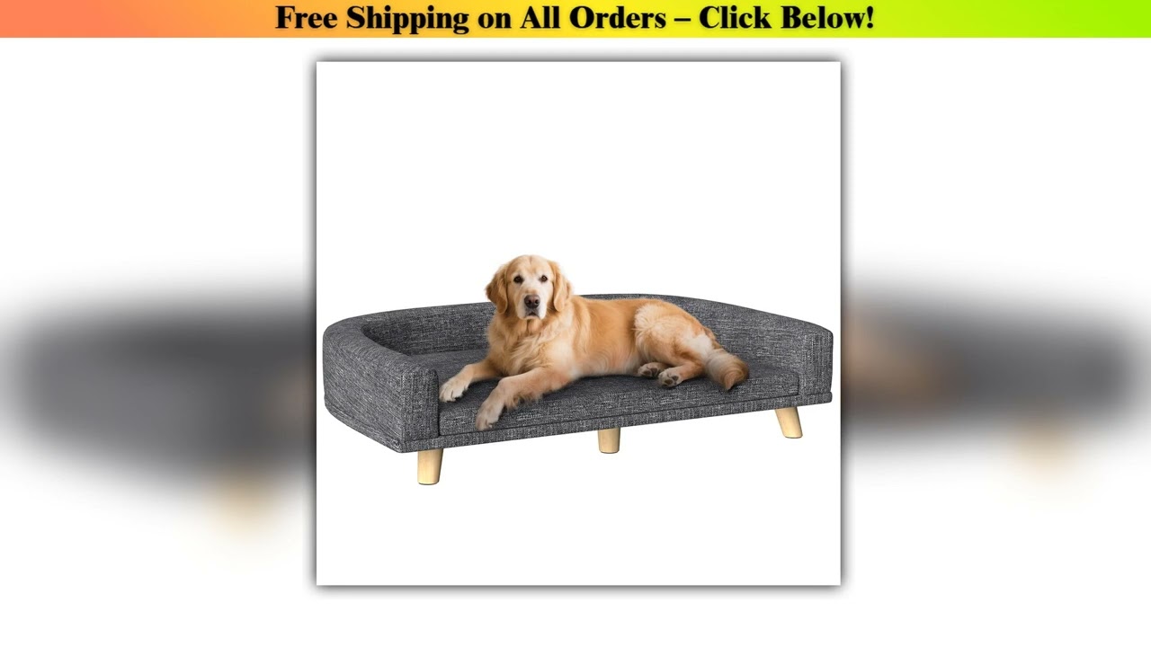Pawhut Sofa for Large Dogs, 98X67X25 Cm, Elevated Dog Bed Upholstered with Washable Cushion and