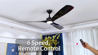 Parrot Uncle 60-in Matte Black 3-Color Temperature LED Indoor Propeller Ceiling Fan