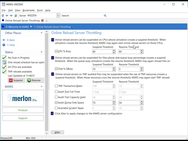 Merlon MARS Reload Load Balancing and Throttles