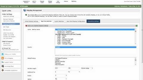 Managing Shipping Methods