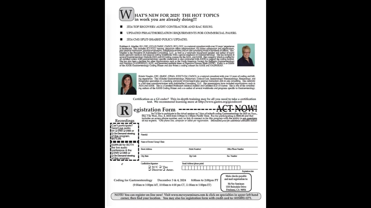 2 day GI Coding - Live Webinar