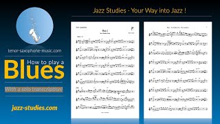 How to play a jazzy Blues in G (Blue S) - with solo transcription for tenor saxophone chords