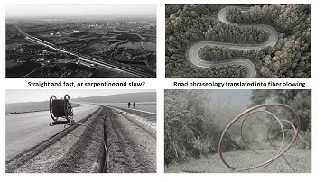 Straight and fast, or serpentine and slow? Road  phraseology translated into fiber blowing