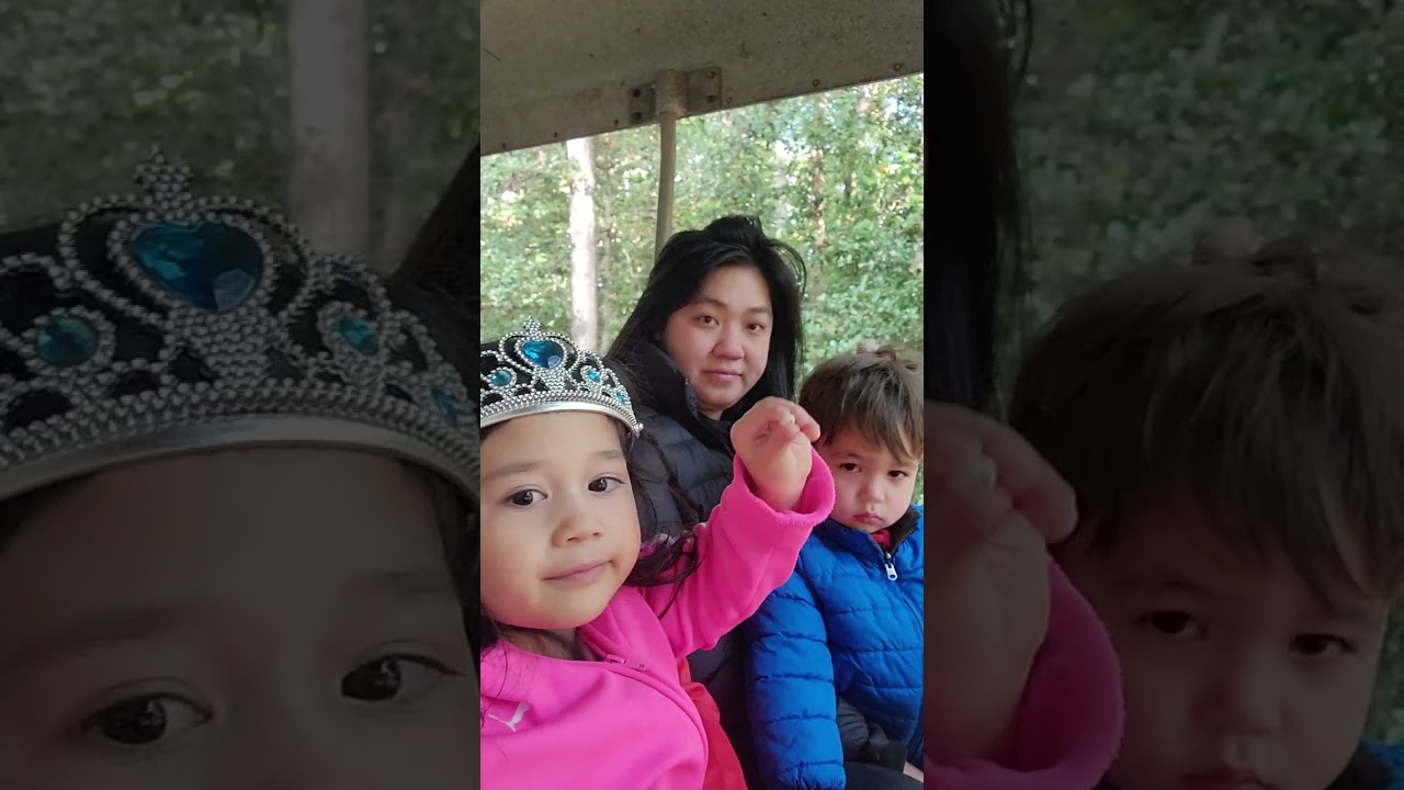 Leila preparing for Burke Lake train ride  - Oct 8, 2023