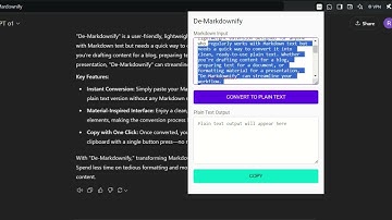 Demarkdownify Demo - Chrome Extension | Markdown To Plain Text Converter