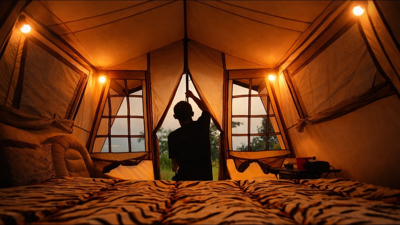 Спокойный кемпинг под лёгким дождём 🌧️ Комфорт роскошной палатки и уют