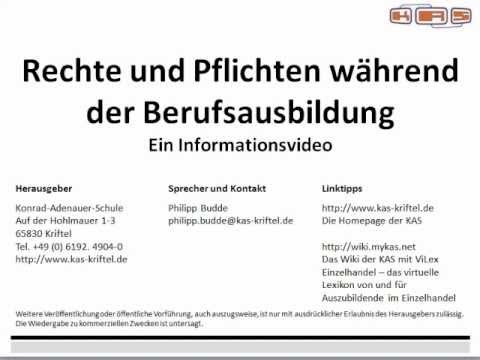 Rechte und Pflichten während der Berufsausbildung - YouTube