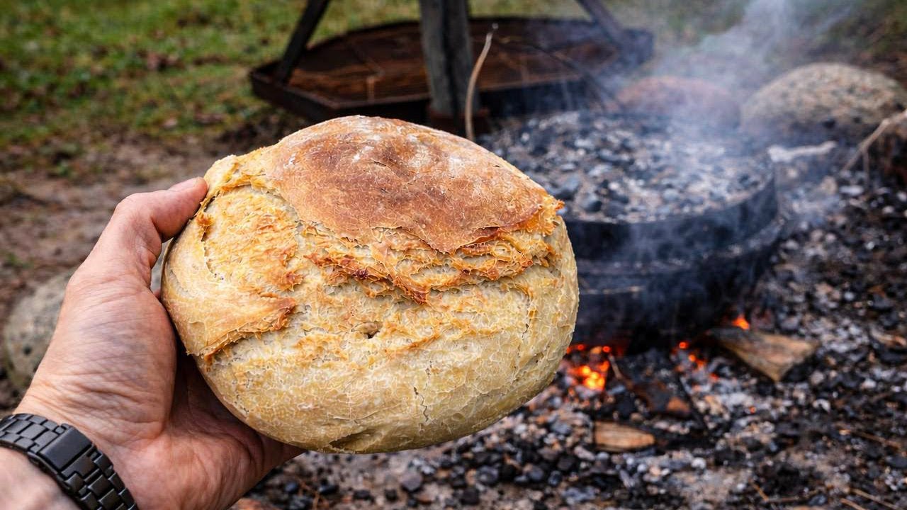 Baking Bread in the Forest | Dutch Oven