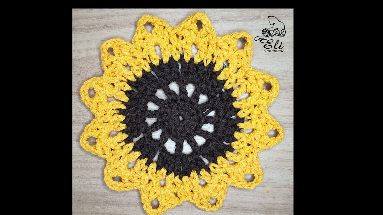 Suport de pahare crosetat | Suport de pahare floarea soarelui