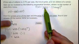 Evaluating an exponential function that models a real-world situation (SB)